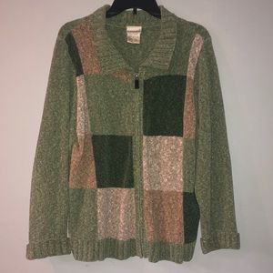 Zippered patterned sweater